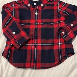 Janie and Jack Classic Red and Blue Plaid boys Button Down Shirt